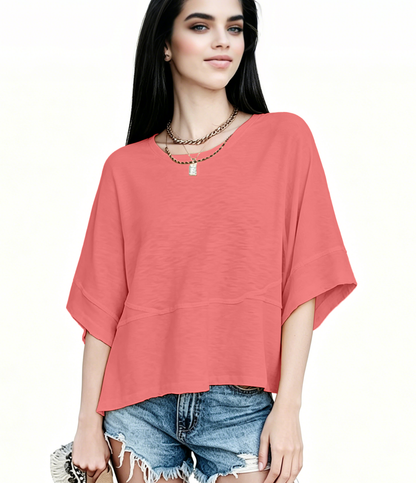 New Arrivals! ☀️ Women's Summer Casual Crewneck Batwing Top – Loose Fit, Cute & Breezy 🌸