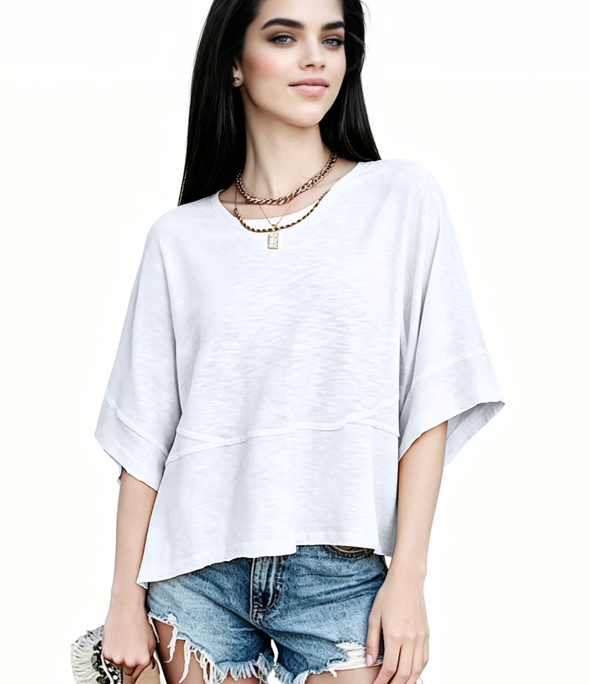☀️ Women's Summer Casual Crewneck Batwing Top – Loose Fit, Cute & Breezy 🌸