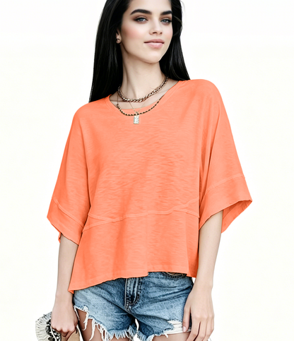 New Arrivals! ☀️ Women's Summer Casual Crewneck Batwing Top – Loose Fit, Cute & Breezy 🌸