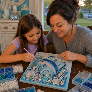 🌊✨ Ocean Theme Pearl Art DIY Kit – Relaxing DIY Craft to Create Stunning Coastal Artwork