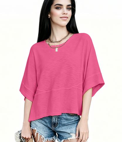 New Arrivals! ☀️ Women's Summer Casual Crewneck Batwing Top – Loose Fit, Cute & Breezy 🌸