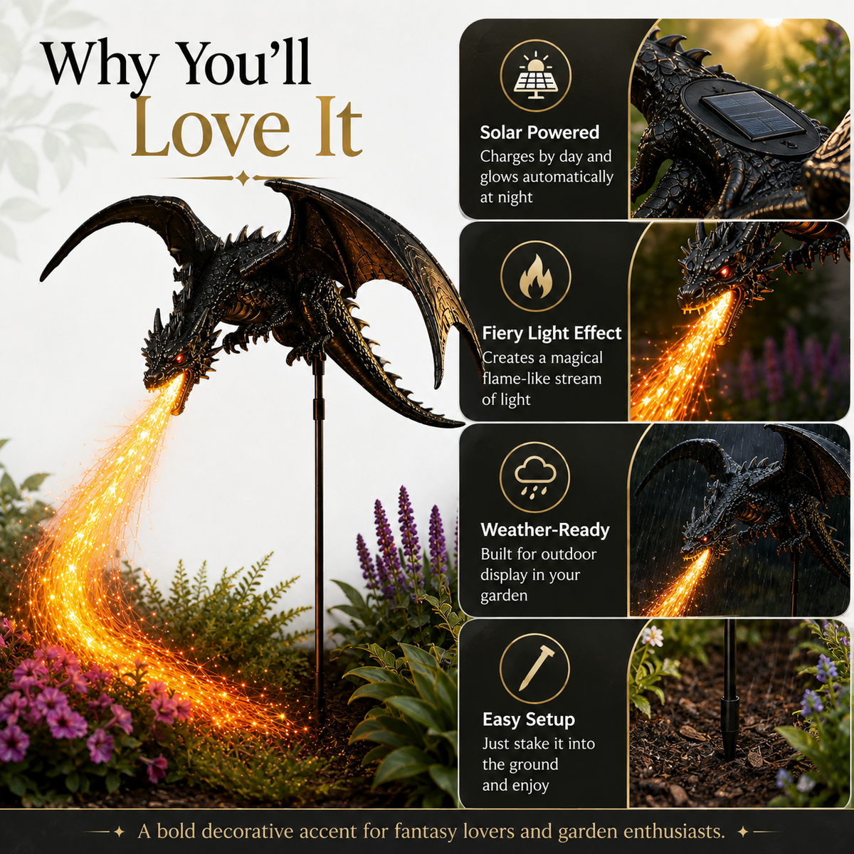 🏅Best Selling🐉Solar Dragon Fire Garden Light