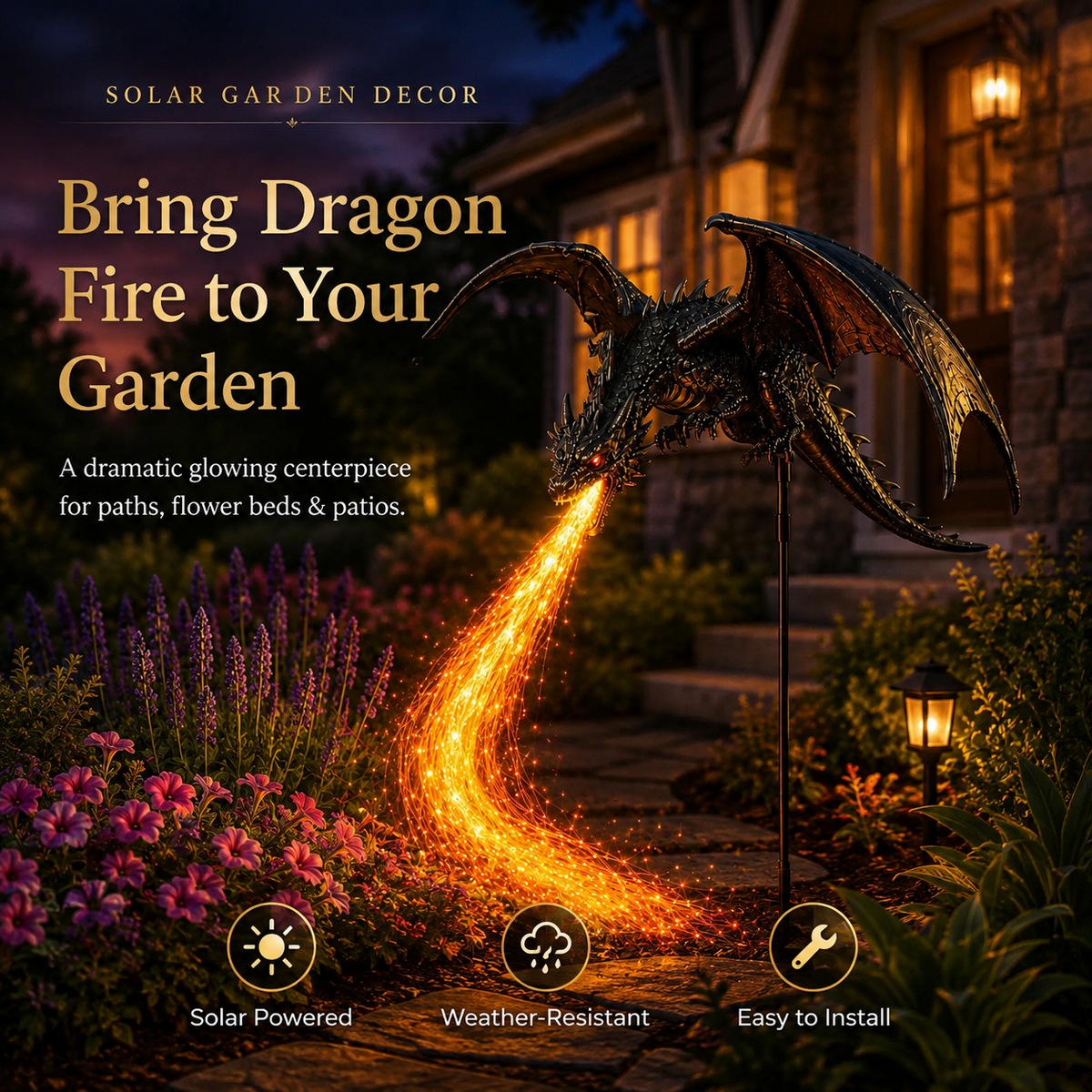 🏅Best Selling🐉Solar Dragon Fire Garden Light