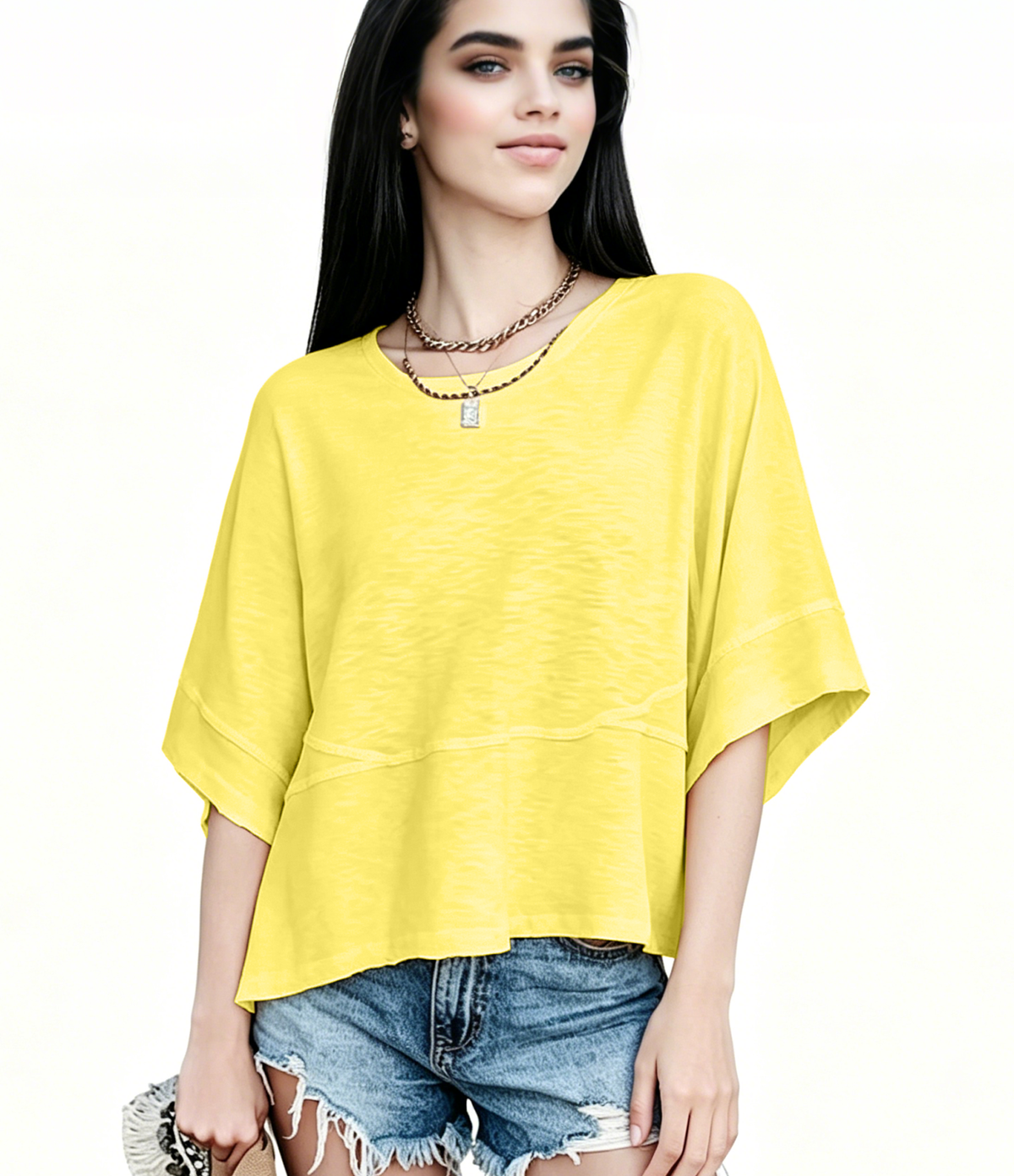 ☀️ Women's Summer Casual Crewneck Batwing Top – Loose Fit, Cute & Breezy 🌸