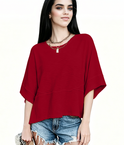 New Arrivals! ☀️ Women's Summer Casual Crewneck Batwing Top – Loose Fit, Cute & Breezy 🌸