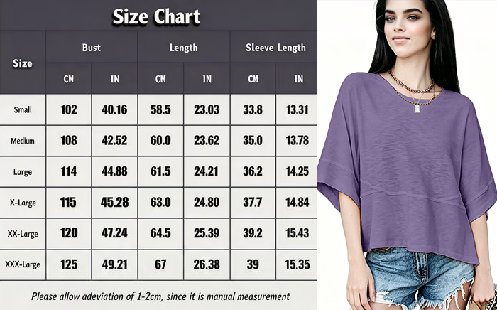 ☀️ Women's Summer Casual Crewneck Batwing Top – Loose Fit, Cute & Breezy 🌸