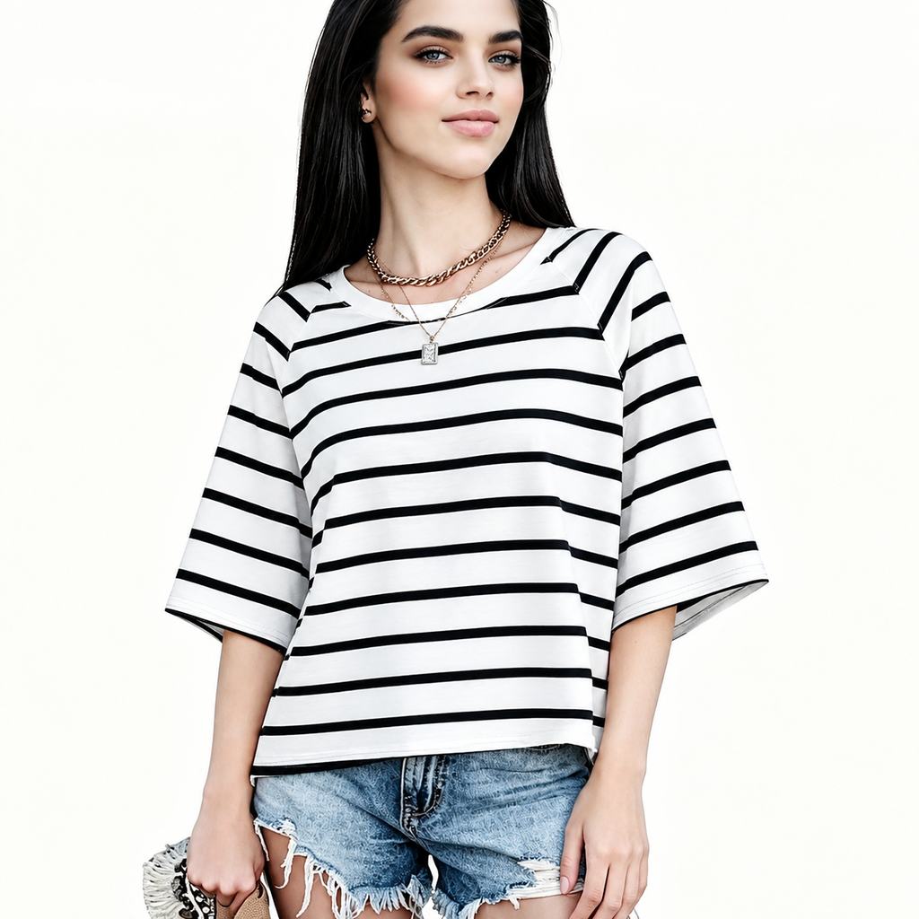 ☀️ Women's Summer Casual Crewneck Batwing Top – Loose Fit, Cute & Breezy 🌸