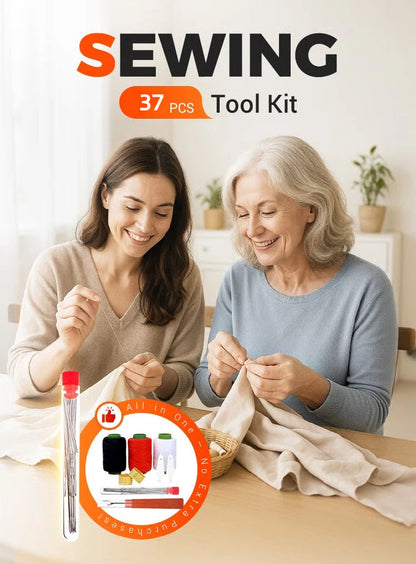 37PCS Big Eye Steel Needles Set - Long & Thin Handmade Quilting & Sewing Needles Kit for DIY Sewing Projects