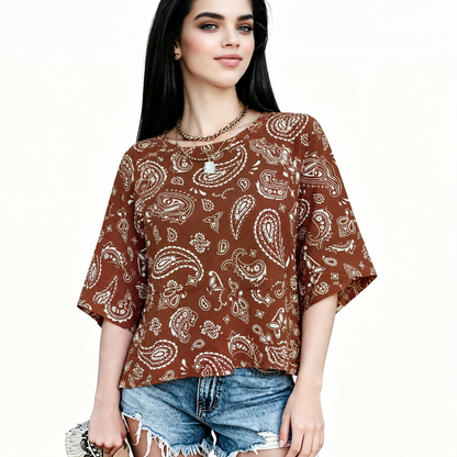 ☀️ Women's Summer Casual Crewneck Batwing Top – Loose Fit, Cute & Breezy 🌸