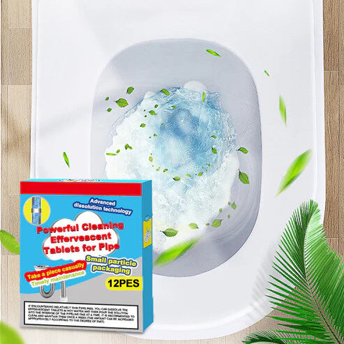 ❤️Powerful Cleaning Effervescent Tablets for Pipe, Fast Dissolve Hair Grease Clogs, Deodorizing Antibacterial Pipe Cleaner for Sink Toilet Floor Drain