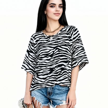 ☀️ Women's Summer Casual Crewneck Batwing Top – Loose Fit, Cute & Breezy 🌸