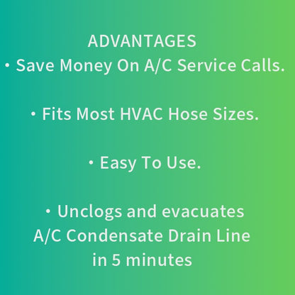AC Drain Line Cleaner Adapter Evacuates & Unclog AC Drain Line