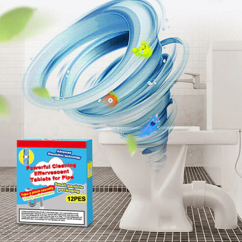 ❤️Powerful Cleaning Effervescent Tablets for Pipe, Fast Dissolve Hair Grease Clogs, Deodorizing Antibacterial Pipe Cleaner for Sink Toilet Floor Drain
