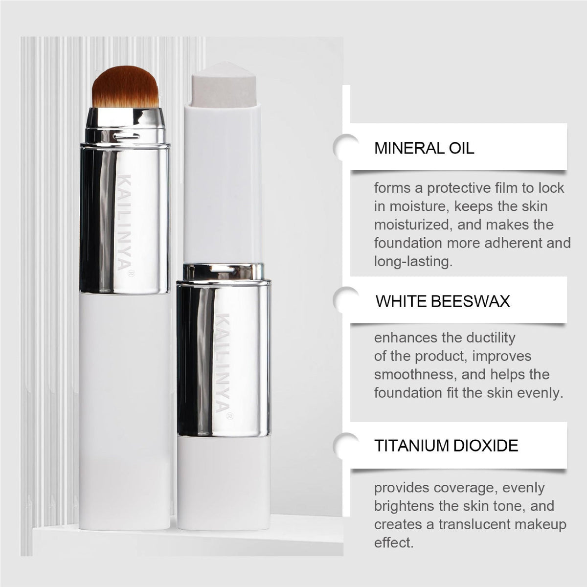 KAILINYA® Color‑Changing Foundation Stick with Brush