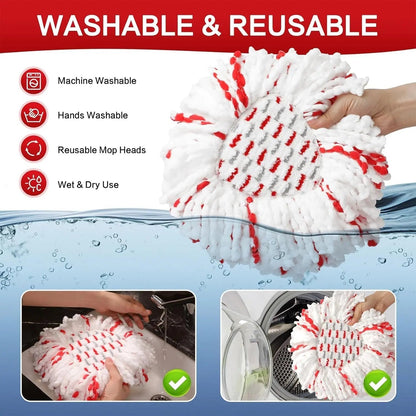 3-Pack Spin Mop Replacement Heads – Microfiber with Built-In Scrub Pads