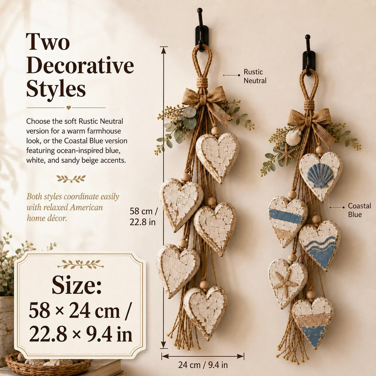🍂🤎Hanging Heart Wall Decor
