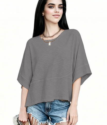 ☀️ Women's Summer Casual Crewneck Batwing Top – Loose Fit, Cute & Breezy 🌸