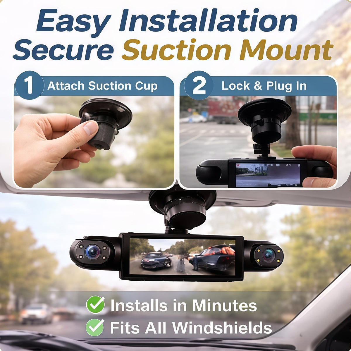 🚗4-Channel 1080P Dash Camera with Night Vision