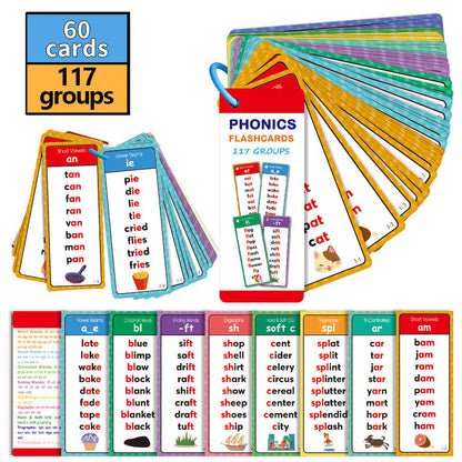 🎁🔥Phonics Word Cards 117 Sound Groups 900+ Rhyming Words Preschool English Discovery Joy