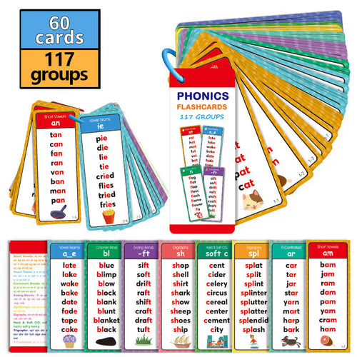 🎁🔥Phonics Word Cards 117 Sound Groups 900+ Rhyming Words Preschool English Discovery Joy