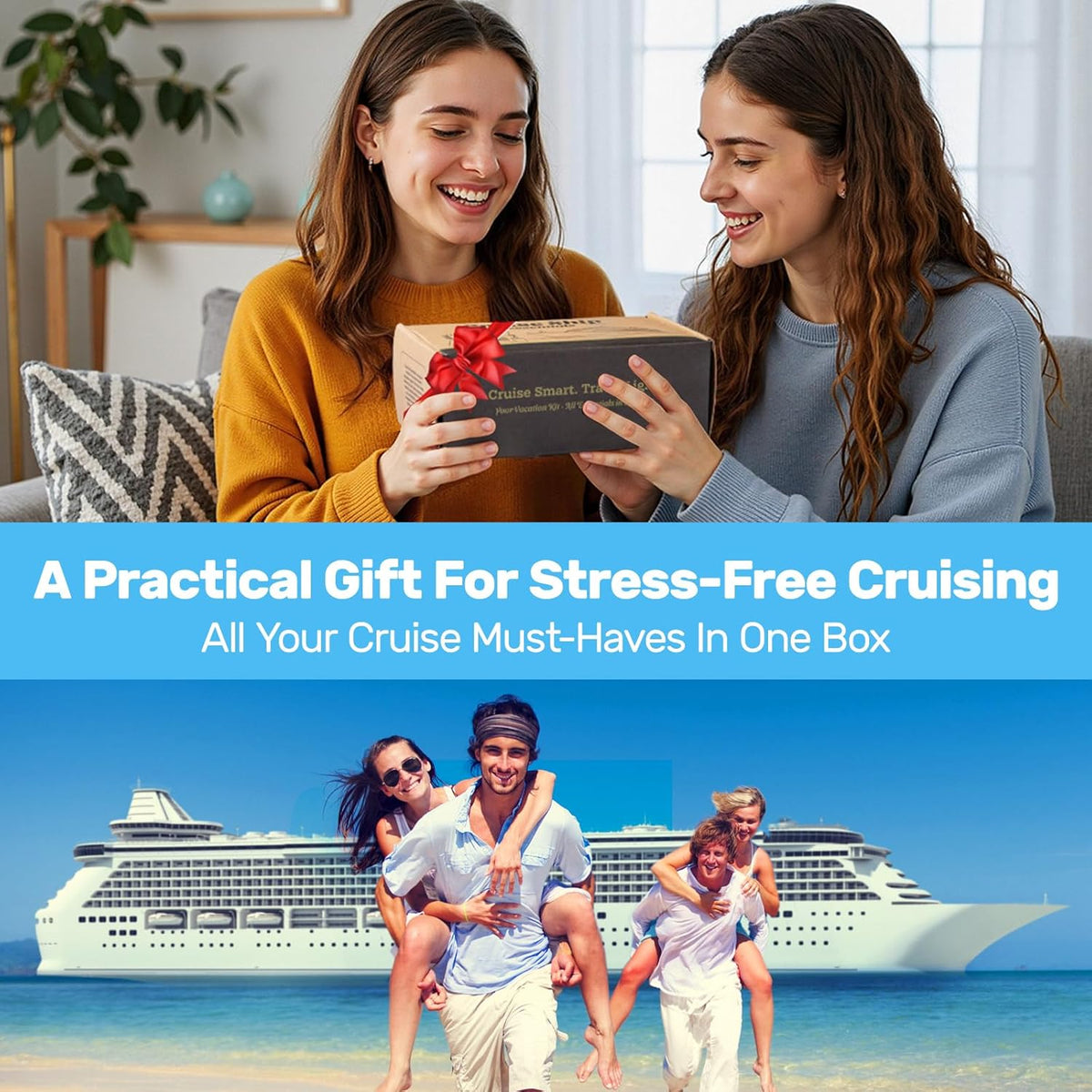 🚢Cruise Essentials 2026-Cruise Must Haves Kit with Non-Surge Protector Power Strip, Lanyard with ID Holder, Magnetic Hooks, Luggage Tag Set, Towel Bands, Waterproof Phone Holder
